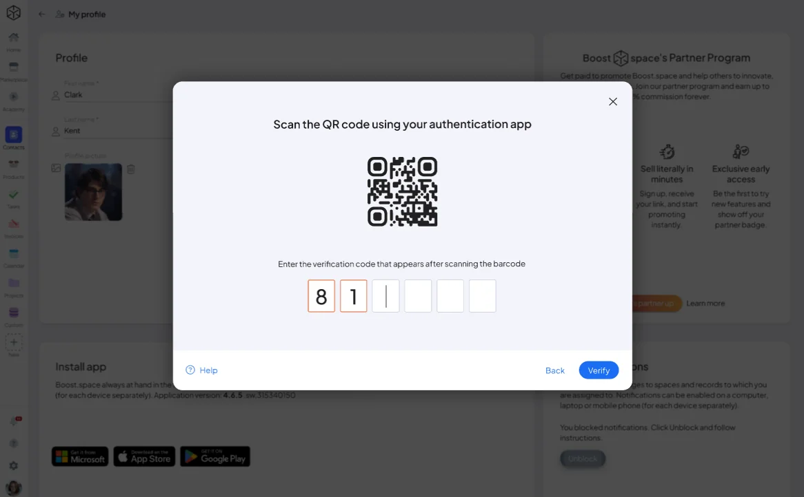 Scanning the QR code