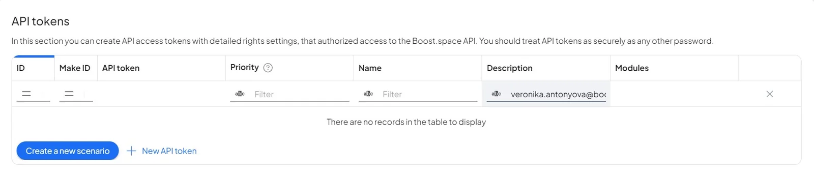 Creating an API token