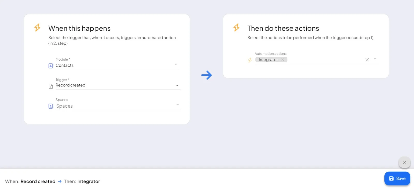 Linking a status to an action