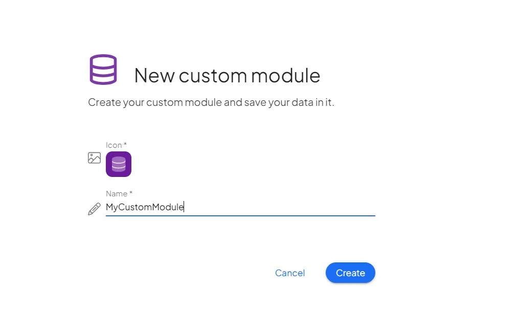 Naming the module and picking an icon and color