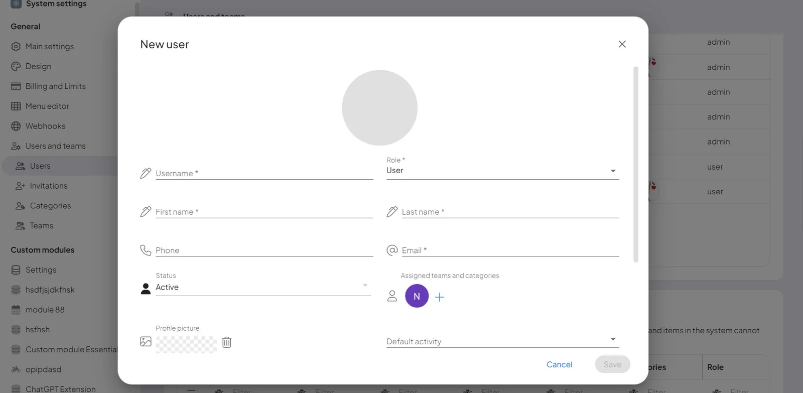 Creating a user manually