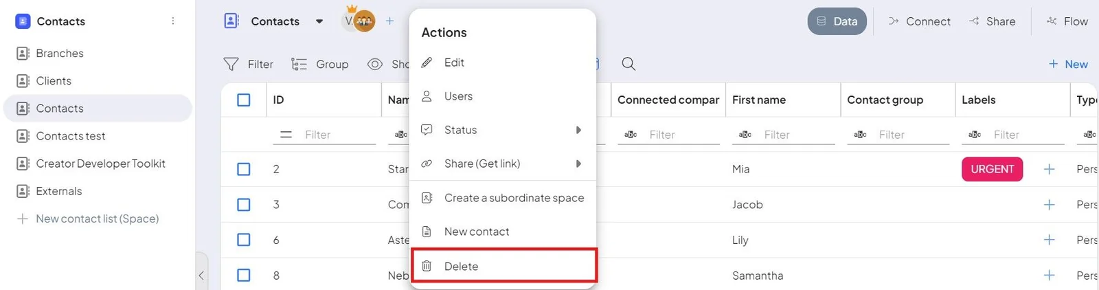 Deleting a space